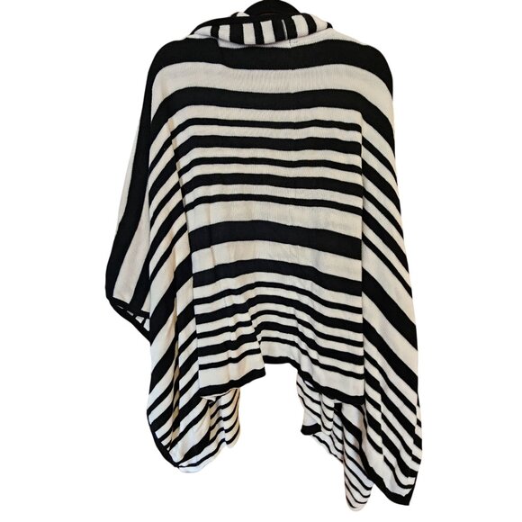 Chicos Black & White Striped Poncho Cardigan OS Knit - Picture 2 of 4